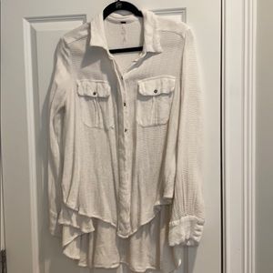 Free People white waffle blouse